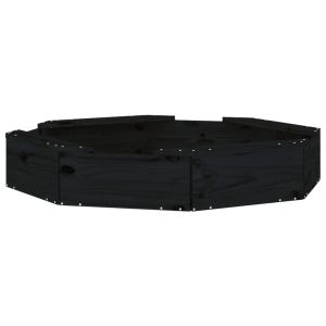 Пясъчник със седалки, черен, осмоъгълен, масивна дървесина бор