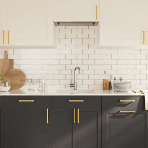 Дръжки за шкафове, 10 бр, златисти, 160 мм, неръждаема стомана