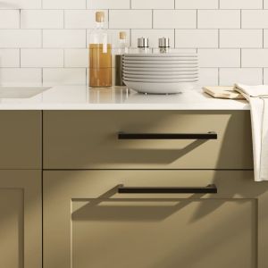 Дръжки за шкафове, 5 бр, черни, 224 мм, неръждаема стомана