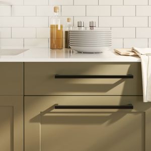 Дръжки за шкафове, 5 бр, черни, 320 мм, неръждаема стомана