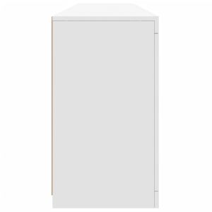 Сайдборд с LED светлини, бял, 162x37x67 см