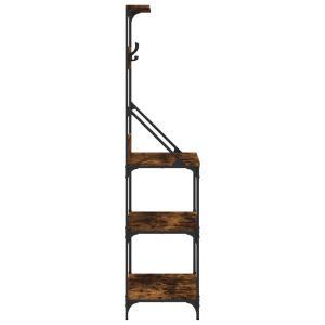 Стелаж за пекарна с куки, 4 нива, опушен дъб, инженерно дърво