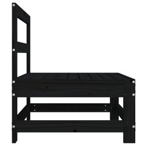 Градински среден диван, черен, бор масив