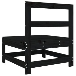 Градински среден диван, черен, бор масив