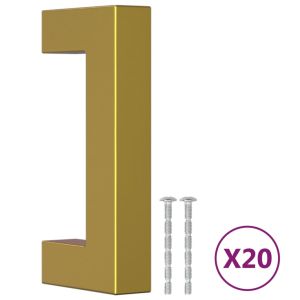 Дръжки за шкафове, 20 бр, златисти, 64 мм, неръждаема стомана