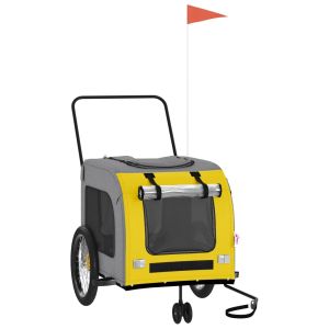 Ремарке за колело за любимци жълт и сив Оксфорд плат и желязо