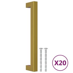Дръжки за шкафове, 20 бр, златисти, 160 мм, неръждаема стомана
