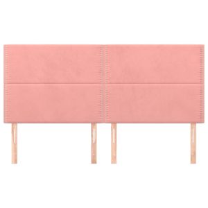 Табла за легло, розова, 200x5x118/128 см, кадифе