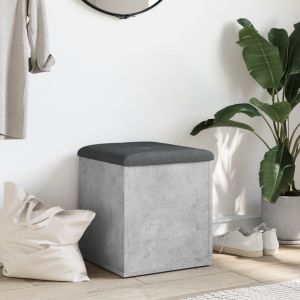 Пейка за съхранение, бетонно сив, 42x42x45 см, инженерно дърво