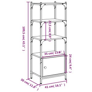Библиотека 3 рафта черна 41x30x109,5 см инженерно дърво