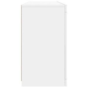 Сайдборд с LED светлини, бял, 142,5x37x67 см