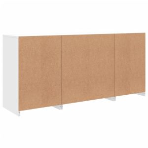 Сайдборд с LED светлини, бял, 142,5x37x67 см