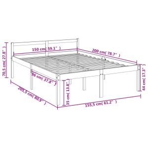Легло за възрастни хора бяло 150x200 см бор масив