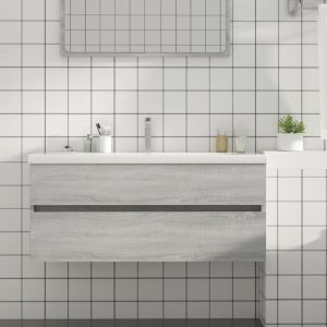 Шкаф за мивка, сив сонома, 100x38,5x45 см, инженерно дърво