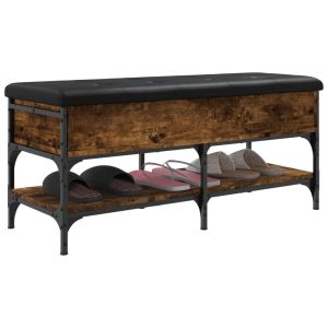 Пейка за обувки, опушен дъб, 102x42x45 см, инженерно дърво