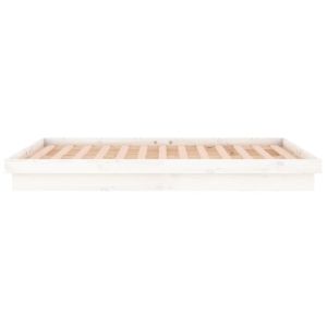 LED рамка за легло бяла 180x200 см Super King дърво масив