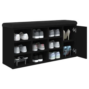 Пейка за обувки, черна, 102x32x50 см, инженерно дърво