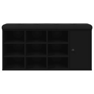 Пейка за обувки, черна, 102x32x50 см, инженерно дърво