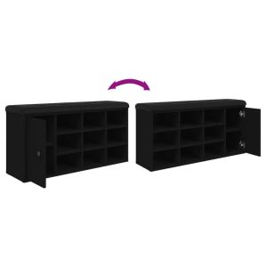 Пейка за обувки, черна, 102x32x50 см, инженерно дърво