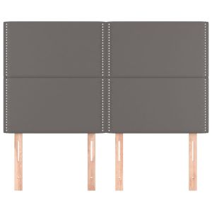 Табла за легло, сива, 144x5x118/128 см, изкуствена кожа