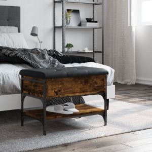 Пейка за обувки, опушен дъб, 62x42x45 см, инженерно дърво