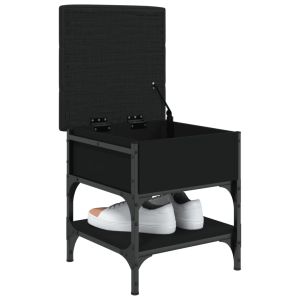 Пейка за обувки, черна, 42x42x45 см, инженерно дърво