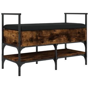 Пейка за обувки, опушен дъб, 85,5x42x57,5 см, инженерно дърво