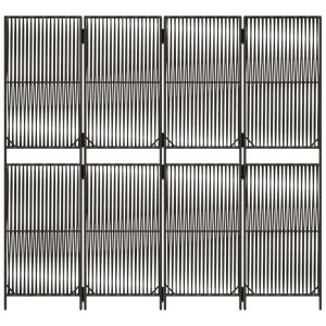 Параван за стая, 4 панела, сив, полиратан