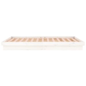 LED рамка за легло бяла 140x190 см масивно дърво