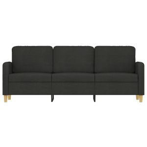 3-местен диван, Черен, 180 см, плат