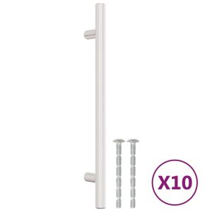 Дръжки за шкафове, 10 бр, сребристи, 160 мм, неръждаема стомана