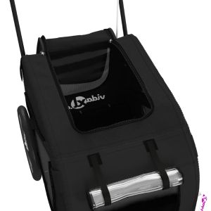 Ремарке за колело за любимци черно Оксфорд плат и желязо