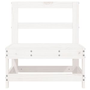 Градински среден диван, бял, бор масив