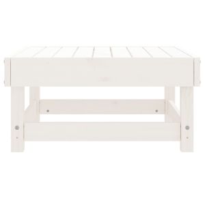 Градинска табуретка, бяла, борово дърво масив