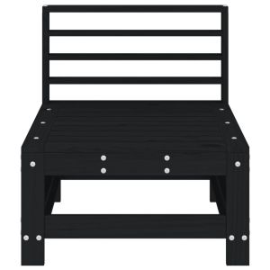 Градински среден диван, черен, бор масив