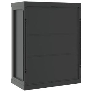 Външен шкаф за съхранение, сиво и черно, 65x37x85 см, PP