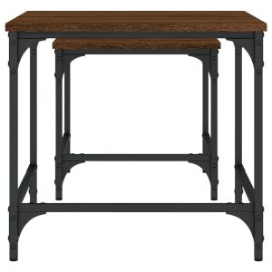 Стифиращи кафе маси, 2 бр, кафяв дъб, инженерно дърво