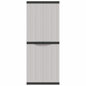 Външен шкаф за съхранение, сиво и черно, 65x37x165 см, PP