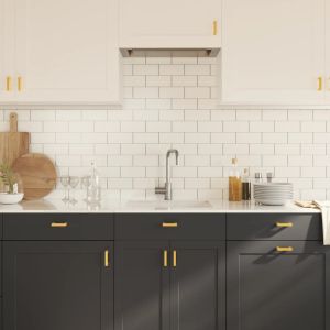 Дръжки за шкафове, 10 бр, златисти, 64 мм, неръждаема стомана