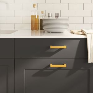 Дръжки за шкафове, 20 бр, златисти, 96 мм, неръждаема стомана