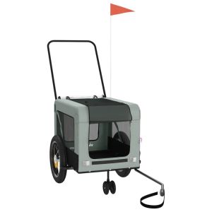 Ремарке за колело за любимци сив и черен Оксфорд плат и желязо