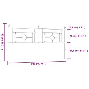 Метална резервна табла за легло, черна, 193 см