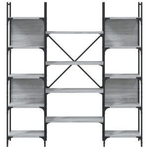 Етажерка за книги сив сонома 155,5x24x166,5 см инженерно дърво