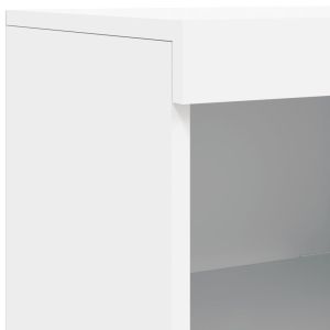 Сайдборд с LED светлини, бял, 162x37x100 см