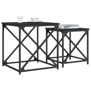 Стифиращи кафе маси, 2 бр, черни, инженерно дърво