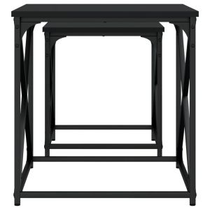 Стифиращи кафе маси, 2 бр, черни, инженерно дърво