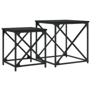 Стифиращи кафе маси, 2 бр, черни, инженерно дърво