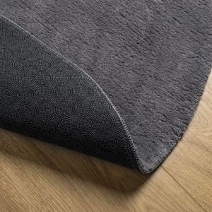 Килим HUARTE с къс косъм, мек и миещ се, антрацит, Ø 160 см