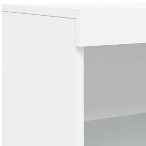 Сайдборд с LED светлини, бял, 181,5x37x100 см