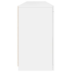 Сайдборд с LED светлини, бял, 164x37x67 см